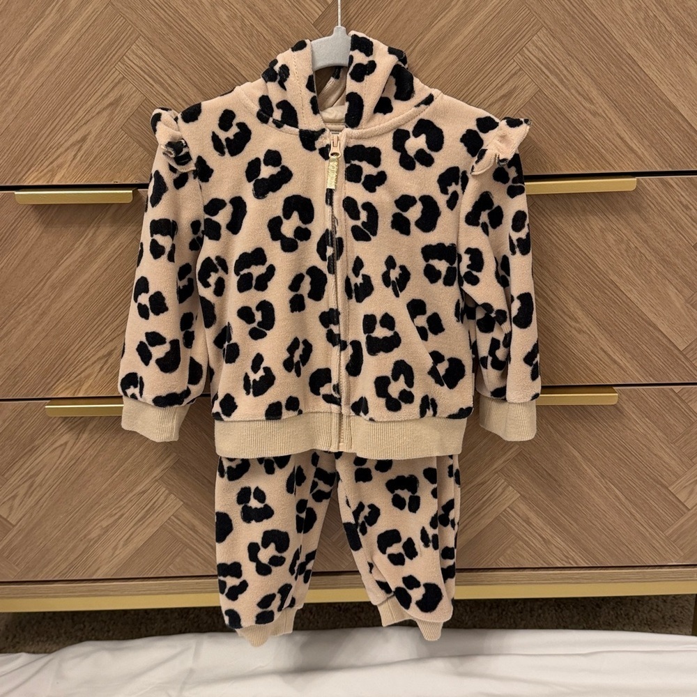 Little Me Black and Tan Leopard Hoodie